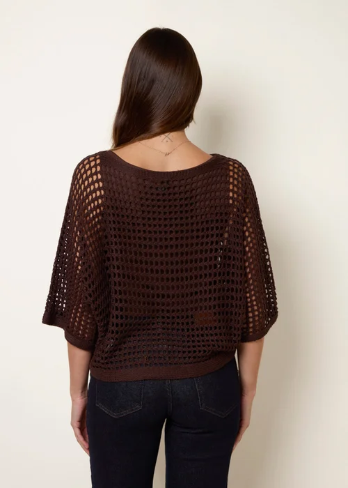 Blue Vanilla Brown Round Neck Net Top - S/M Image 4