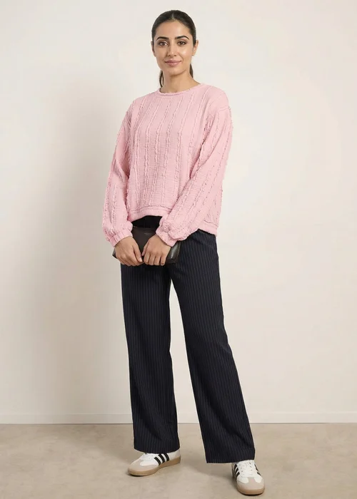 Blue Vanilla Pink Ruffle Detailed Sleeve Top - One Size Image 4