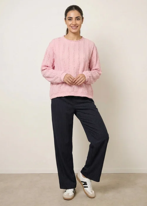 Blue Vanilla Pink Ruffle Detailed Sleeve Top - One Size Image 2