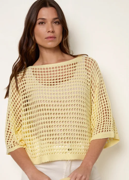 Blue Vanilla Yellow Round Neck Net Top - S/M Image 3