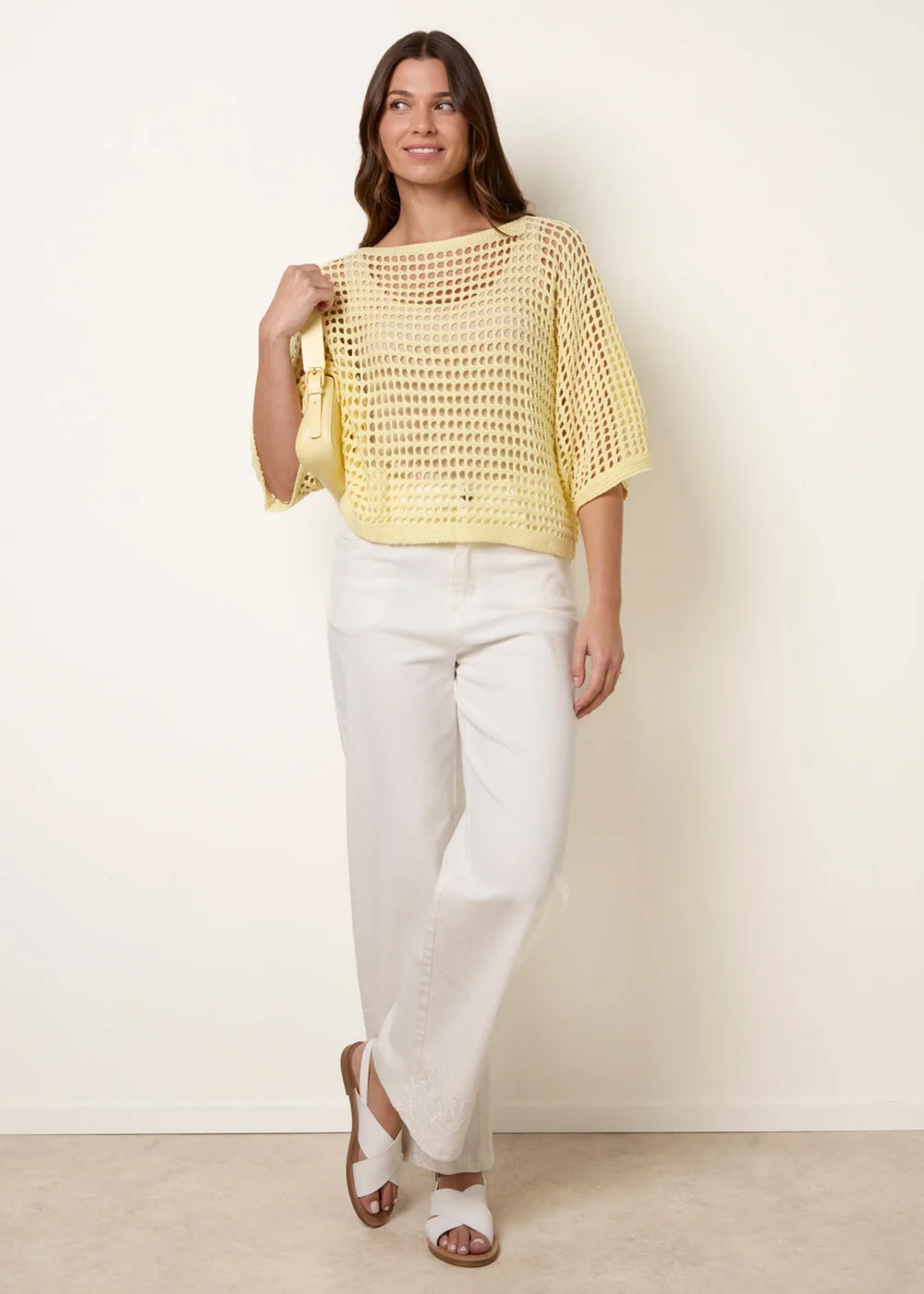 Blue Vanilla Yellow Round Neck Net Top - S/M Image 2