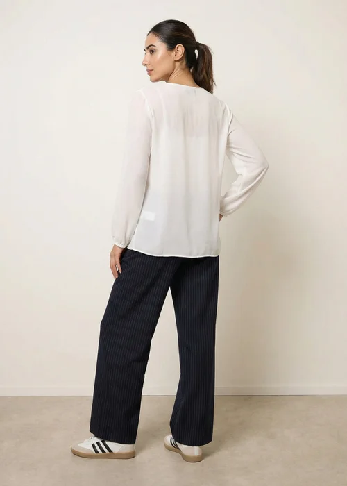 Blue Vanilla Ivory Long Sleeve Pleated Top - M/L Image 4