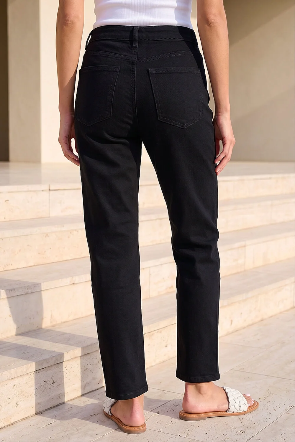 Roman Black Petite Stretch Straight Leg Jeans - 14 Image 3