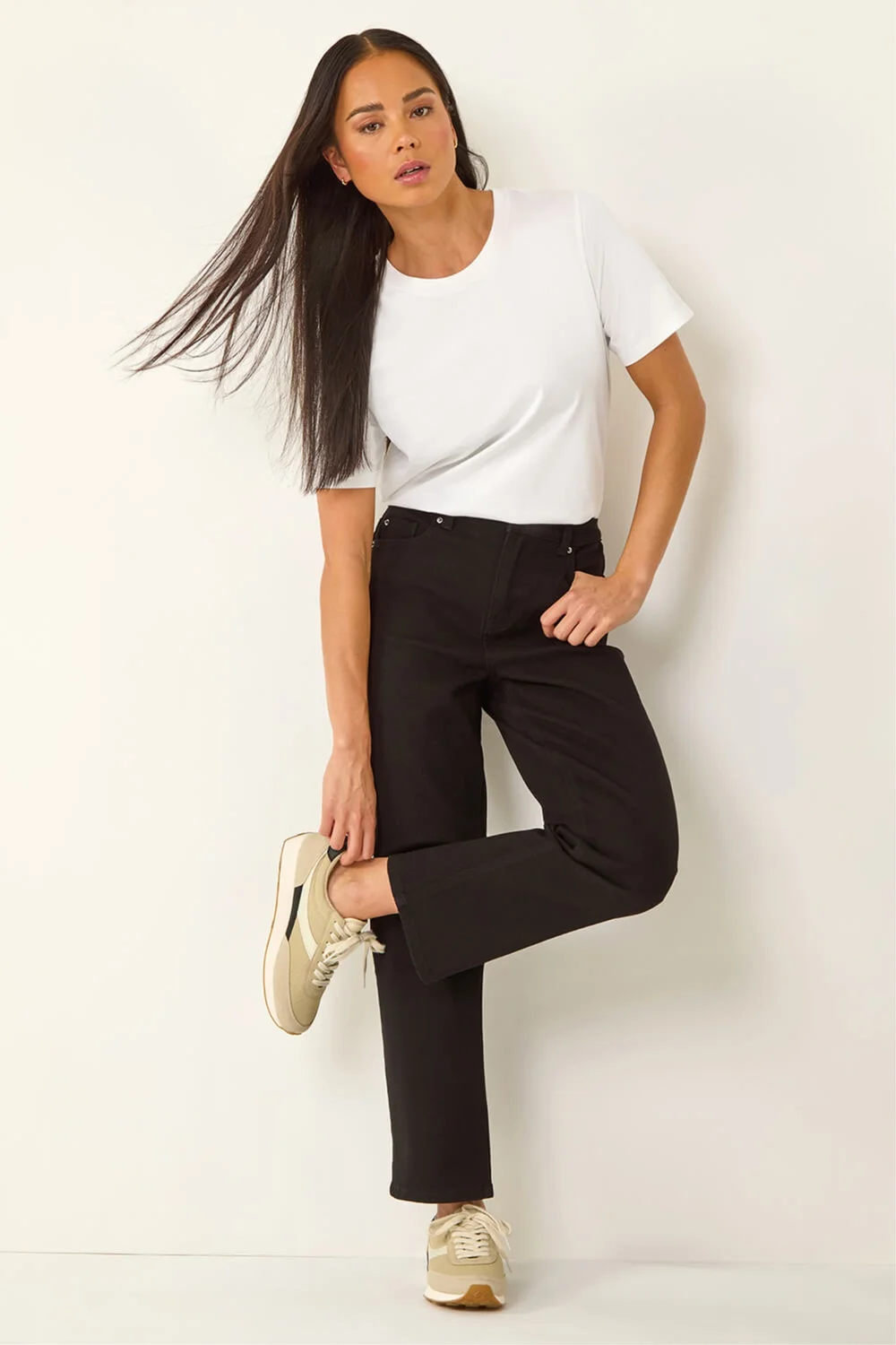 Roman Black Petite Stretch Straight Leg Jeans - 14 Image 1