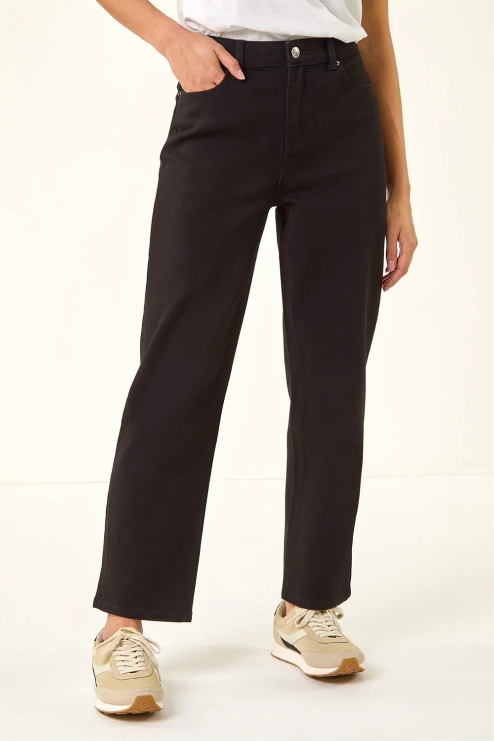 Roman Black Petite Stretch Straight Leg Jeans - 14 Image 4