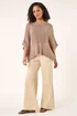 Roman Beige Cotton Stretch Wide Leg Jean - 10 Image 2