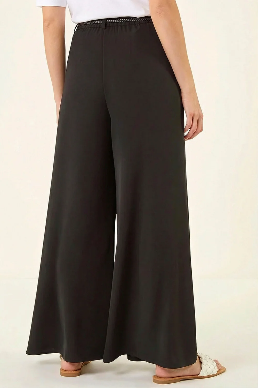 Roman Black Wide Leg Belt Tie Trouser - 20 Image 4