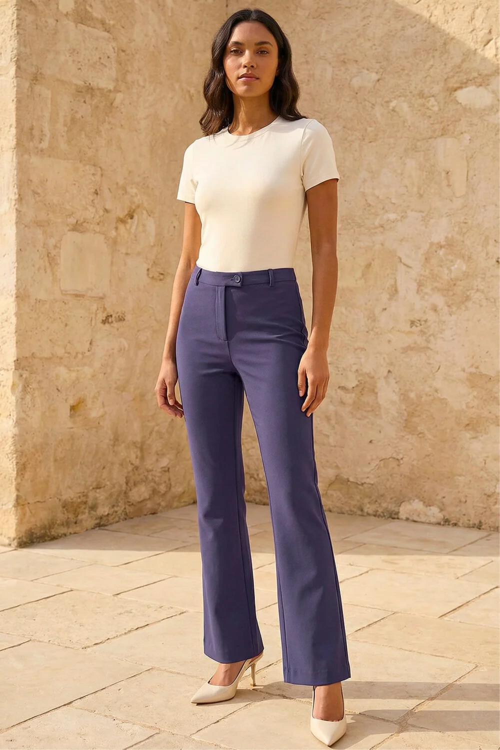Roman Navy Stretch Bootleg Trouser - 20 Image 1