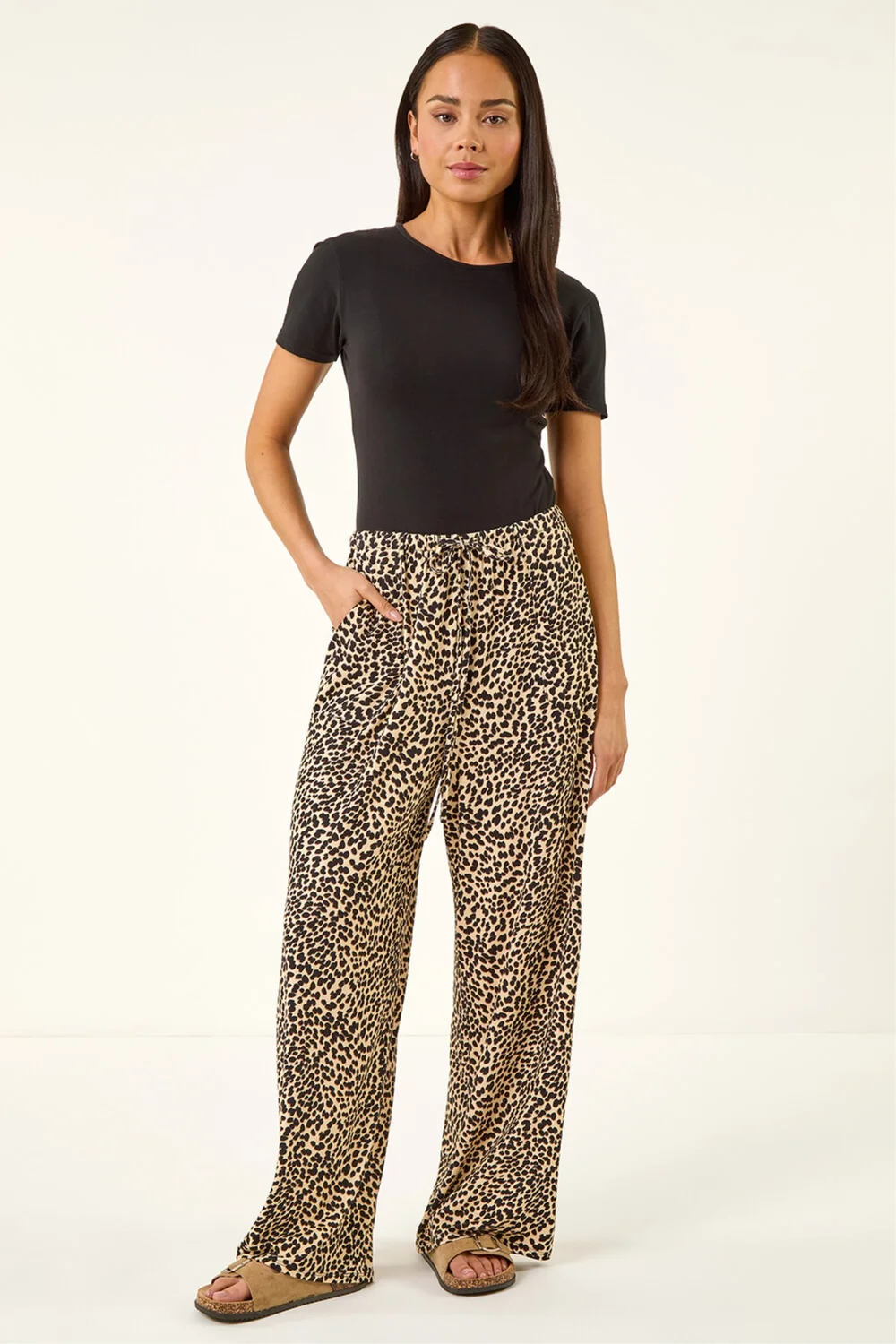 Roman Stone Petite Animal Print Wide Leg Trouser - Size 12 Image 2