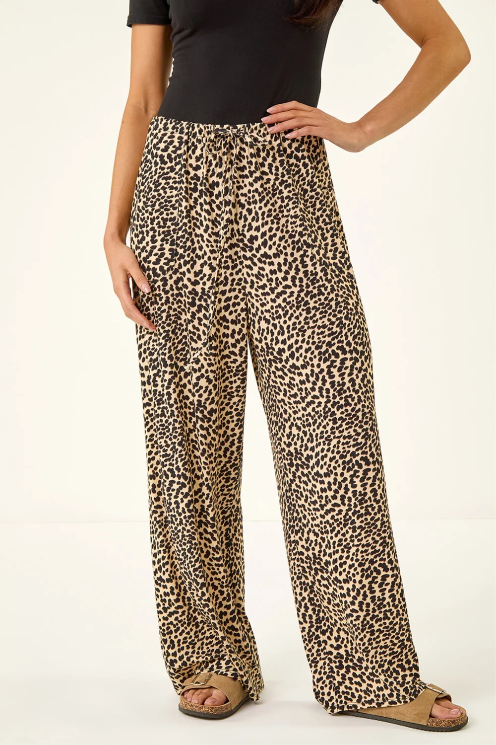 Roman Stone Petite Animal Print Wide Leg Trouser - Size 12 Image 4