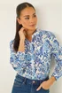 Roman Blue Petite Floral Embroidered Blouse - 12 Image 1