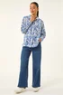 Roman Blue Petite Floral Embroidered Blouse - 12 Image 2