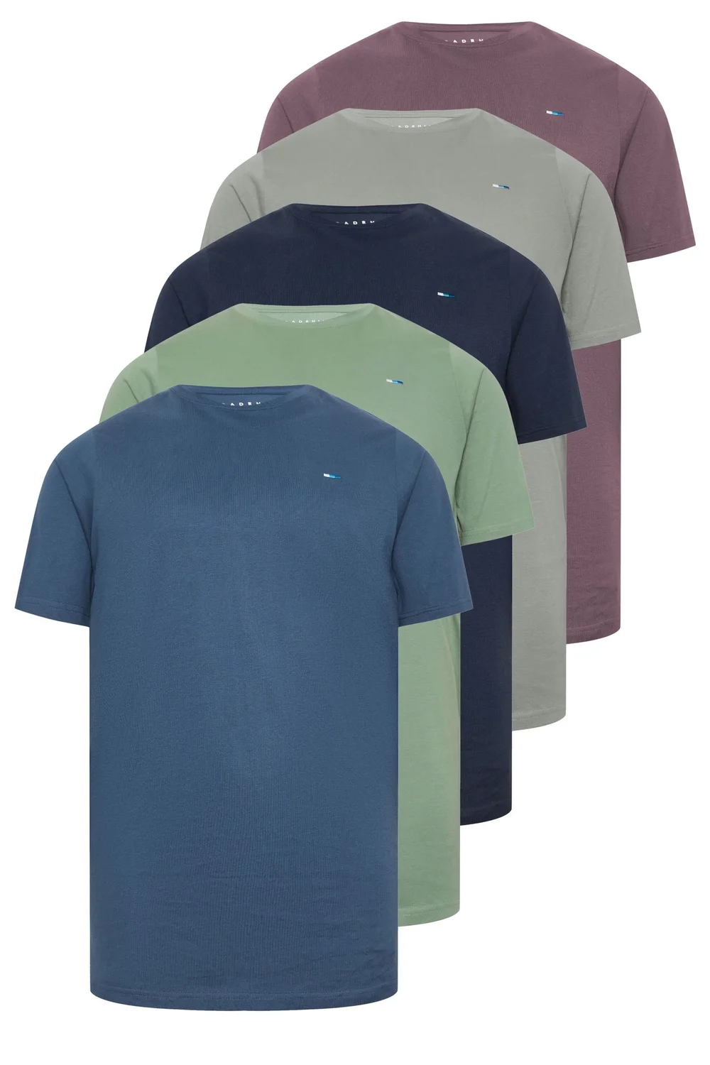 BadRhino Blue/Green/Purple/Grey/Navy Blue 5 Pack Extra Long T-Shirts - 5-6XL Image 3