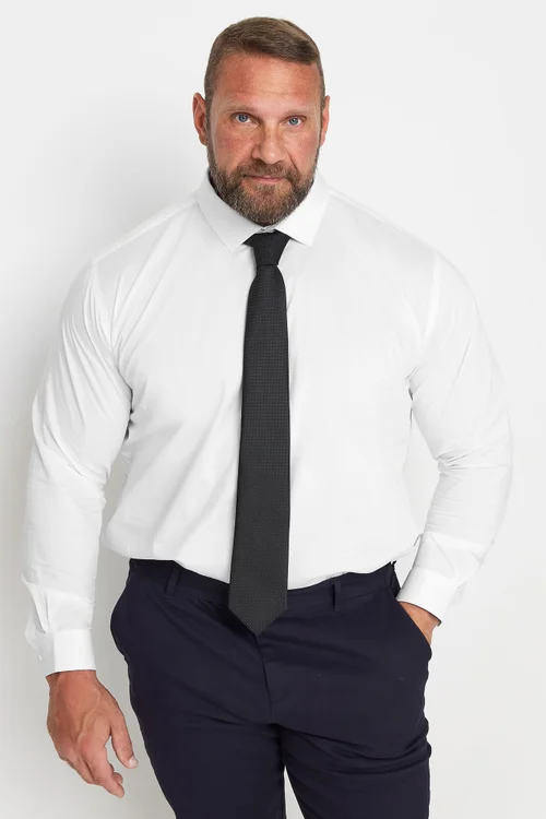 BadRhino Tailoring White Premium Stretch Long Sleeve Formal Shirt - 23 Collar Image 2