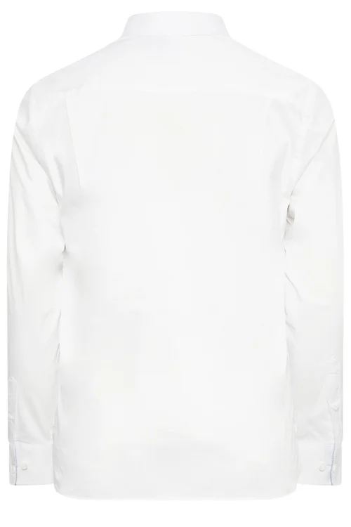 BadRhino Tailoring White Premium Stretch Long Sleeve Formal Shirt - 23 Collar Image 5