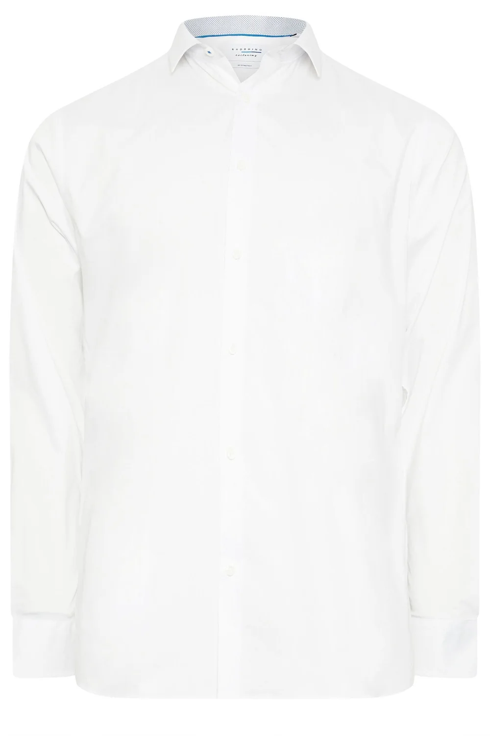 BadRhino Tailoring White Premium Stretch Long Sleeve Formal Shirt - 23 Collar Image 4
