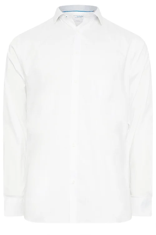 BadRhino Tailoring White Premium Stretch Long Sleeve Formal Shirt - 23 Collar Image 4