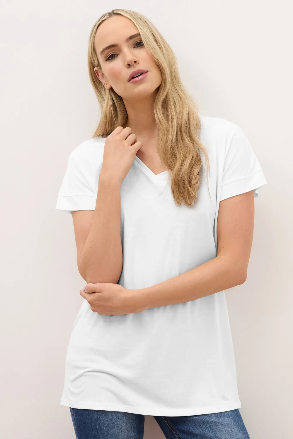 Long Tall Sally White V-Neck T-Shirt - Size 20 Image 1