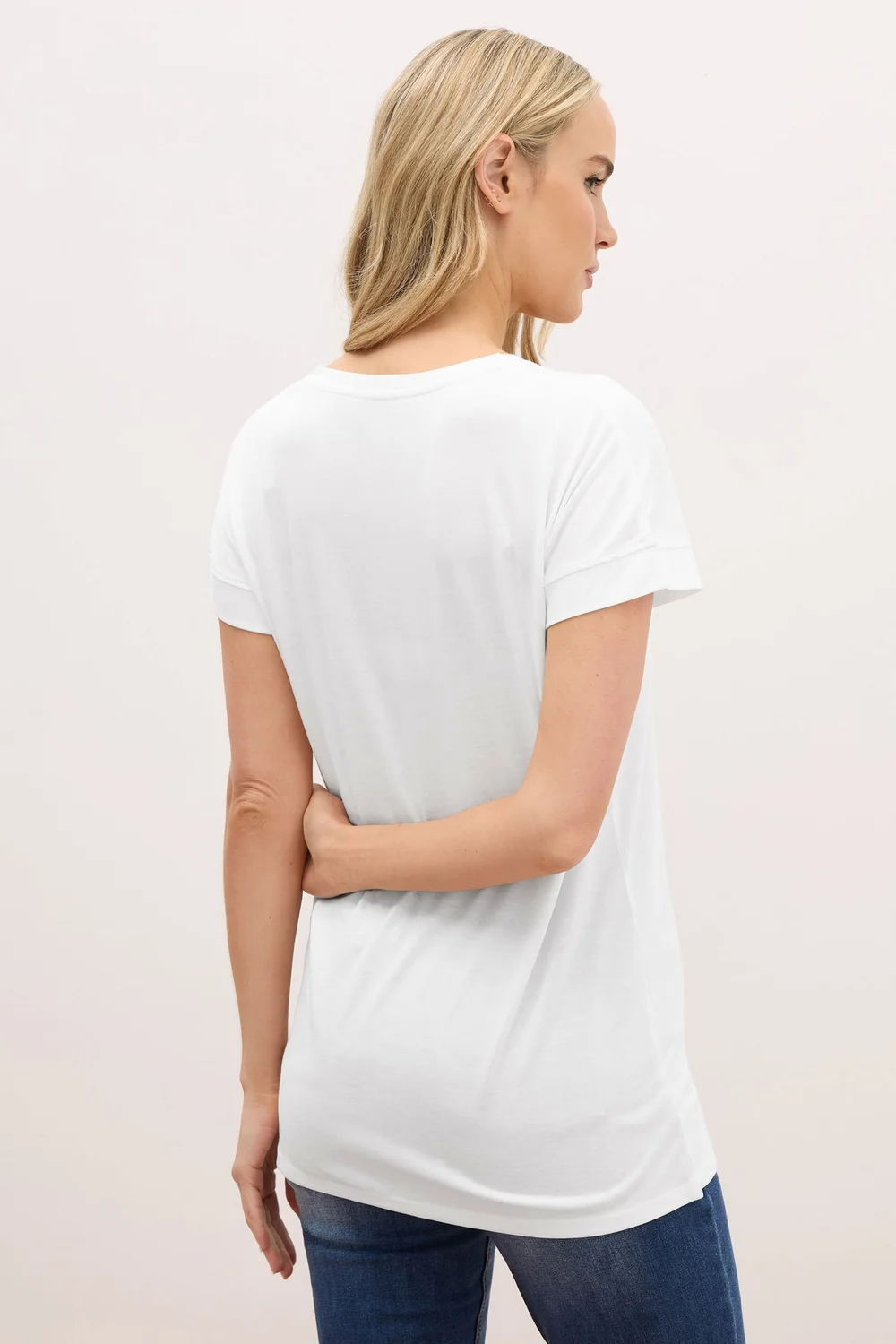 Long Tall Sally White V-Neck T-Shirt - Size 20 Image 3