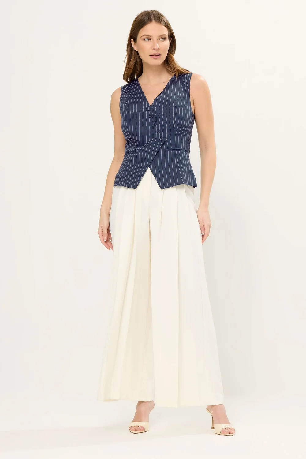 Star By Julien Macdonald Navy Blue Pinstripe Waistcoat - 14 Image 3