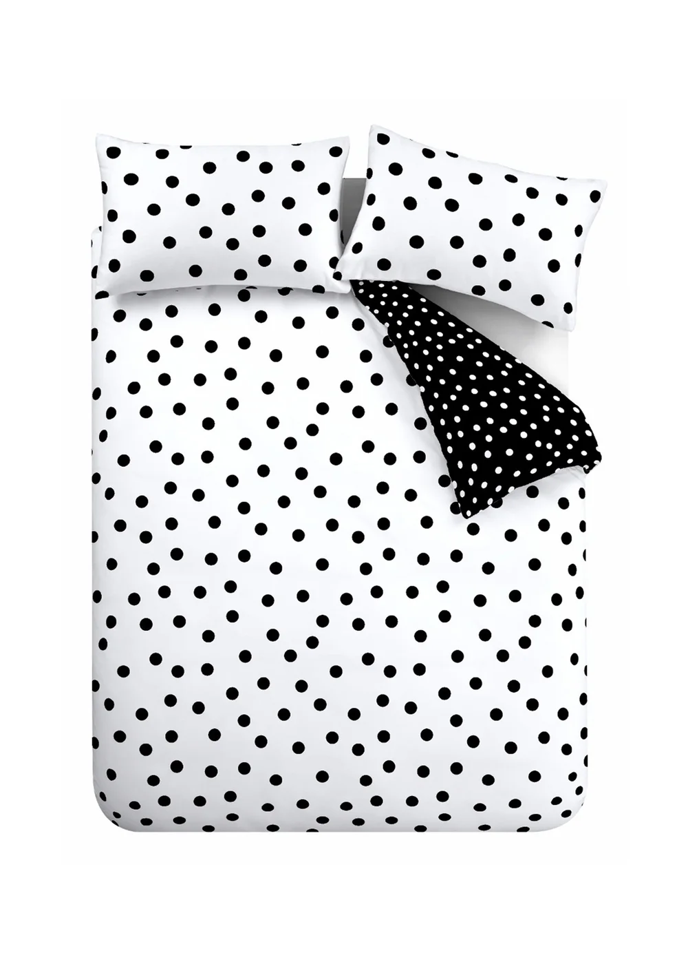 Catherine Lansfield Polka Dot Reversible Duvet Cover Set Black / White - Single Image 5