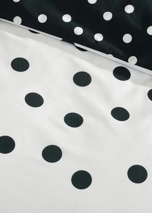 Catherine Lansfield Polka Dot Reversible Duvet Cover Set Black / White - Single Image 4