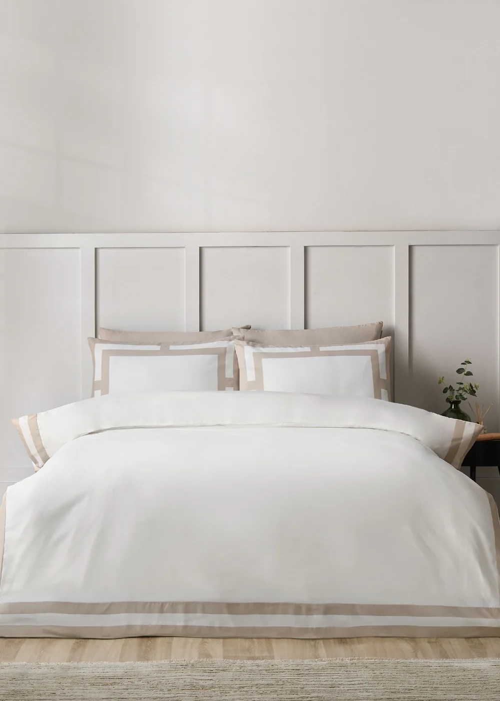 Catherine Lansfield So Soft Mono Panel Duvet Cover Set Natural - Single Image 1