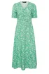 M&Co Petite Green Ditsy Floral Puff Sleeve Dress - 18 Image 2