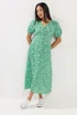 M&Co Petite Green Ditsy Floral Puff Sleeve Dress - 18 Image 1
