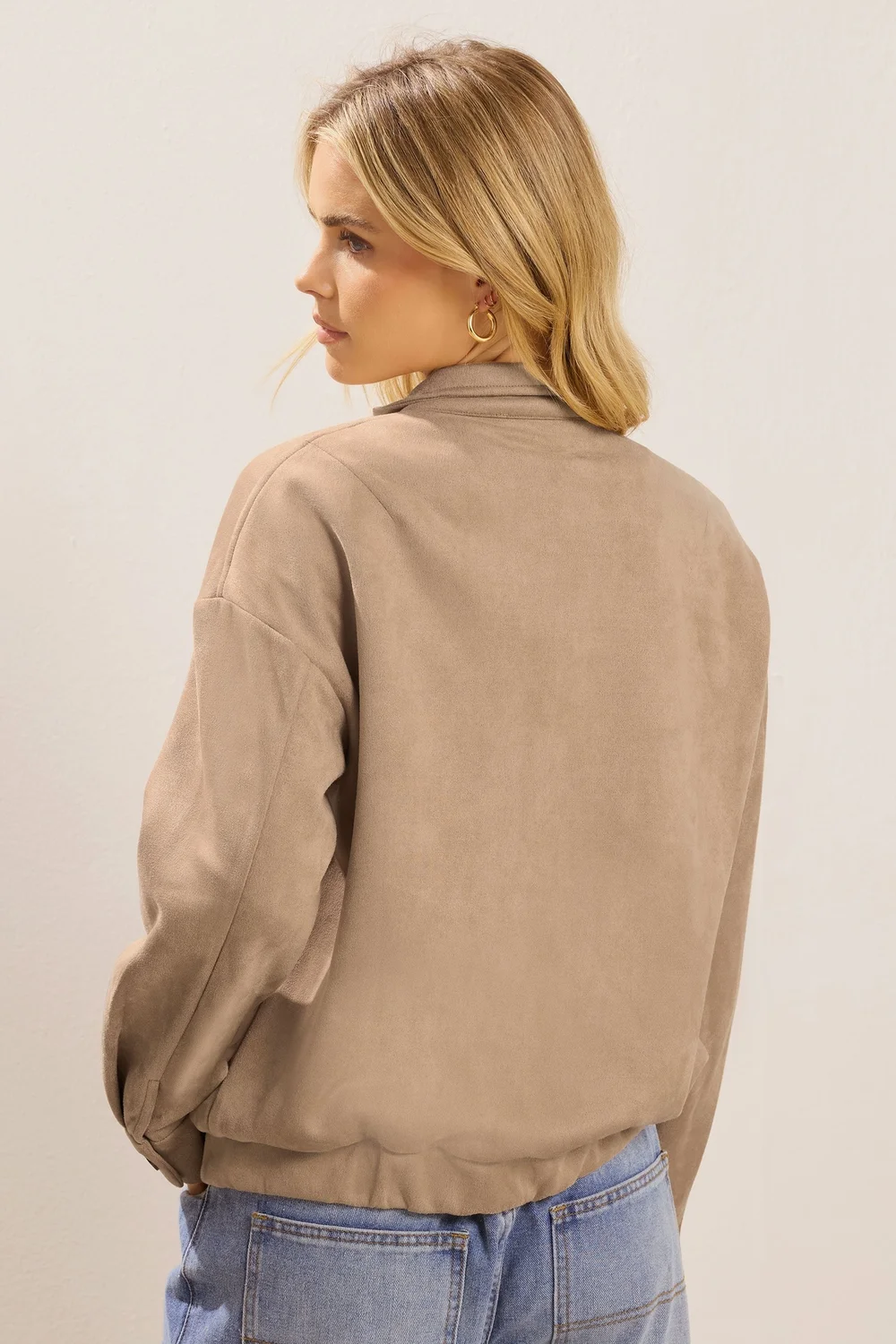 PixieGirl Petite Natural Brown Faux Suede Bomber Jacket - 18 Image 4