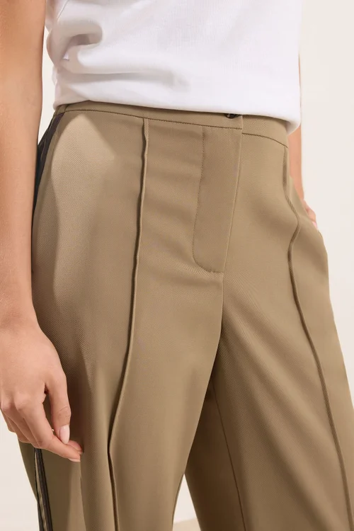 PixieGirl Petite Mocha Brown Side Stripe Wide Leg Trousers - Size 12, Leg 27 Image 5