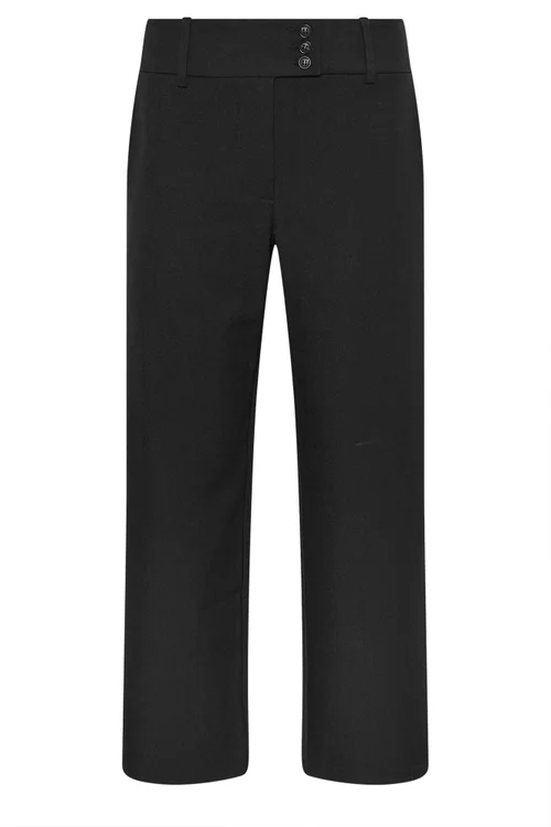 PixieGirl Petite Black Button Tab Detail Wide Leg Trousers - Size 8 Image 5
