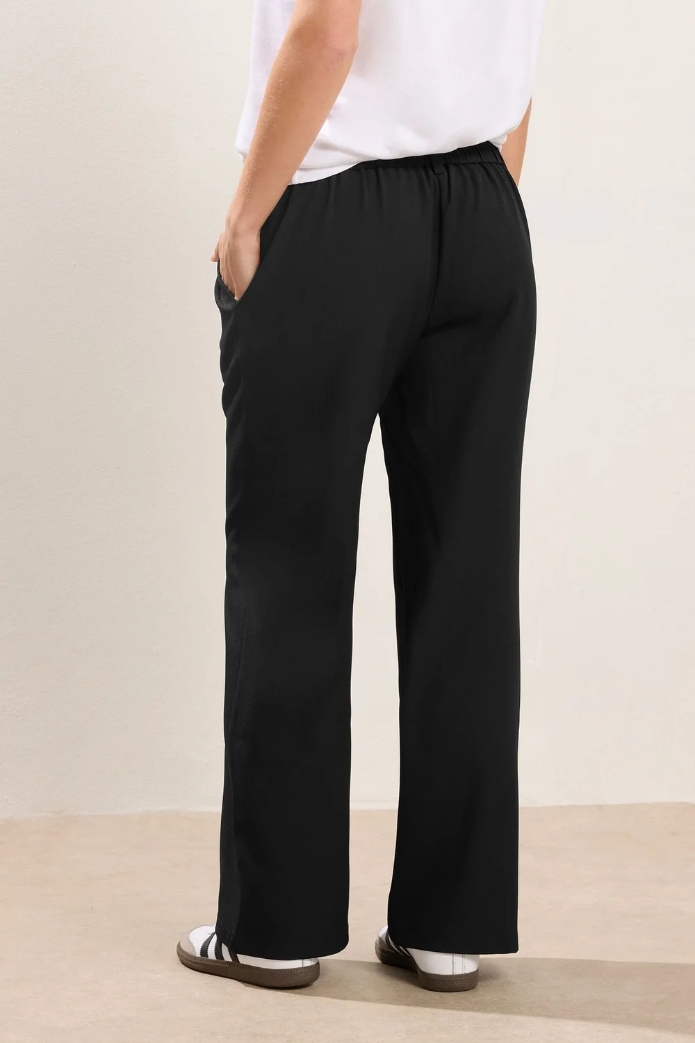 PixieGirl Petite Black Button Tab Detail Wide Leg Trousers - Size 8 Image 3