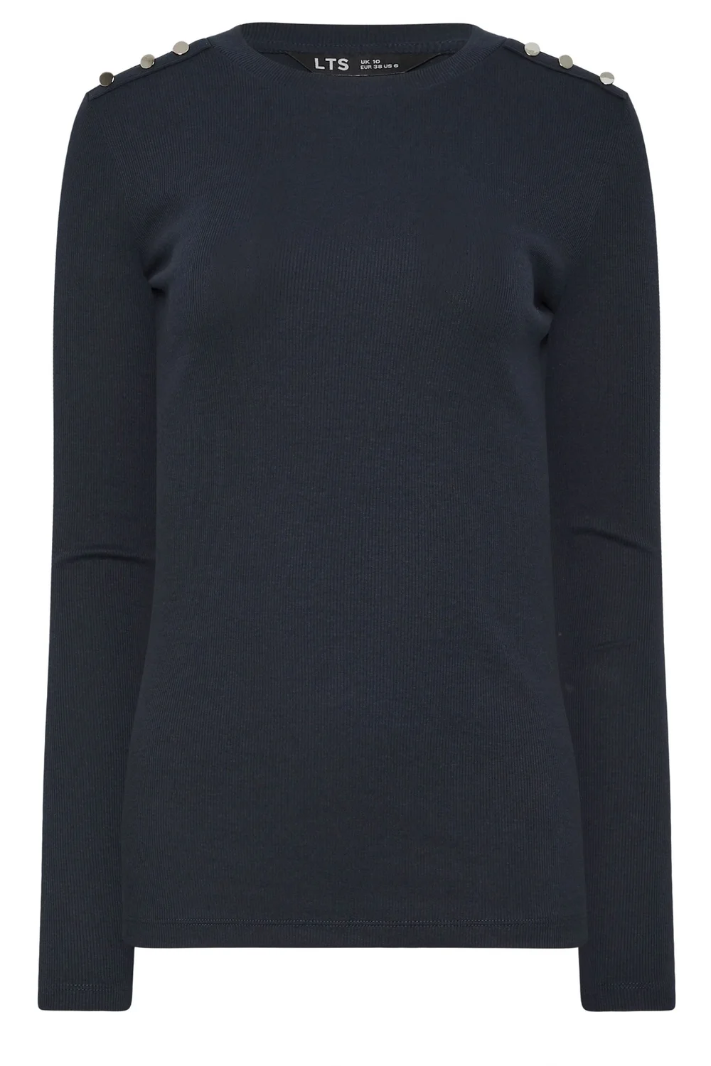 Long Tall Sally Navy Blue Ribbed Button Top - 18 Image 5