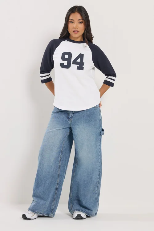 PixieGirl Petite Navy Blue '94' Slogan Top - 16 Image 2