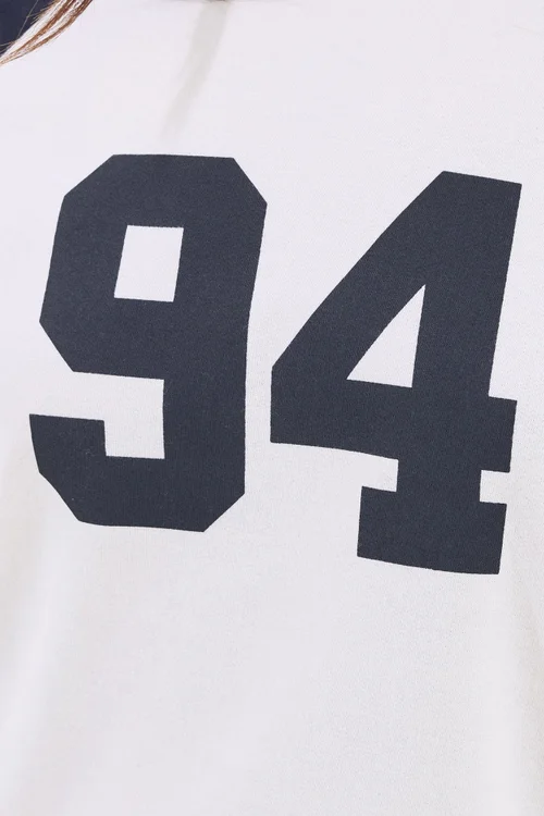 PixieGirl Petite Navy Blue '94' Slogan Top - 16 Image 4