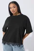 Yours Limited Curve Black Lace Hem T-Shirt - Size 26-28 Image 1