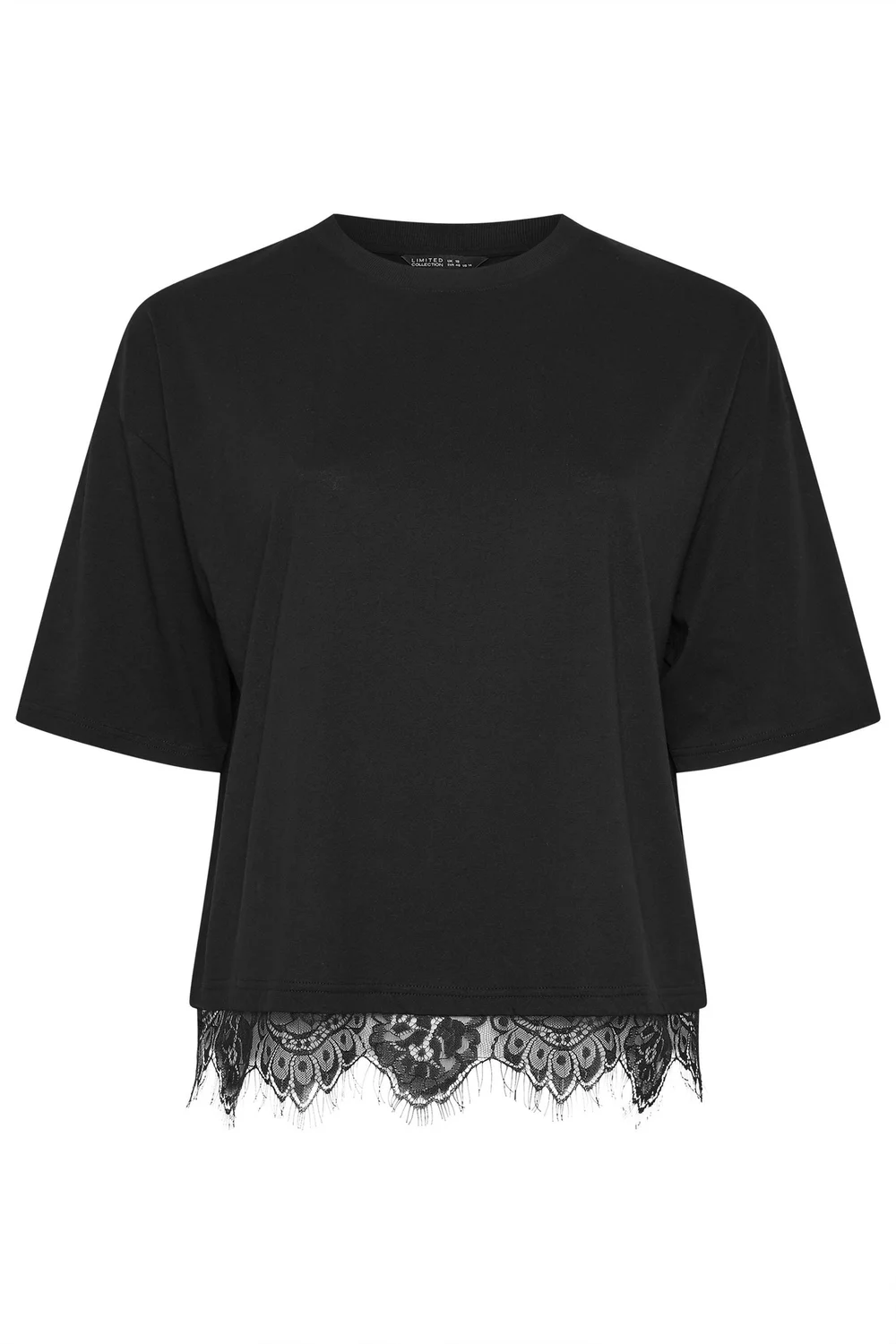 Yours Limited Curve Black Lace Hem T-Shirt - Size 26-28 Image 5