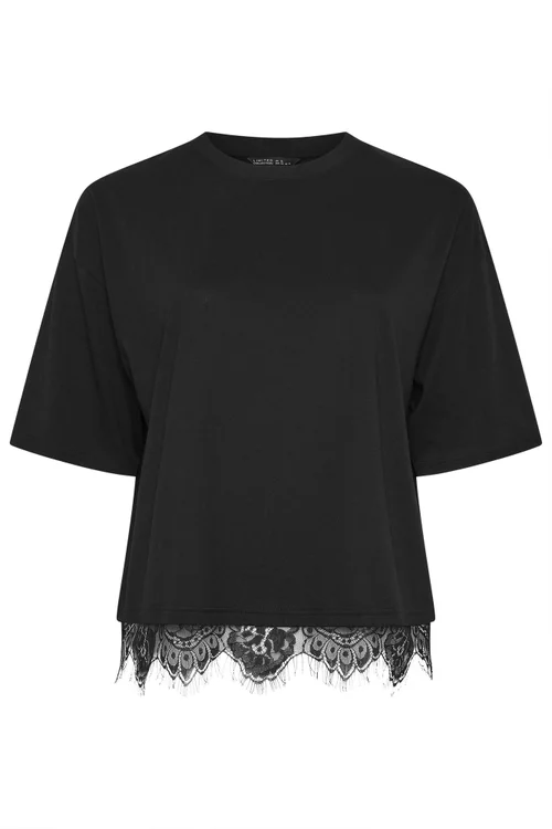 Yours Limited Curve Black Lace Hem T-Shirt - Size 26-28 Image 5
