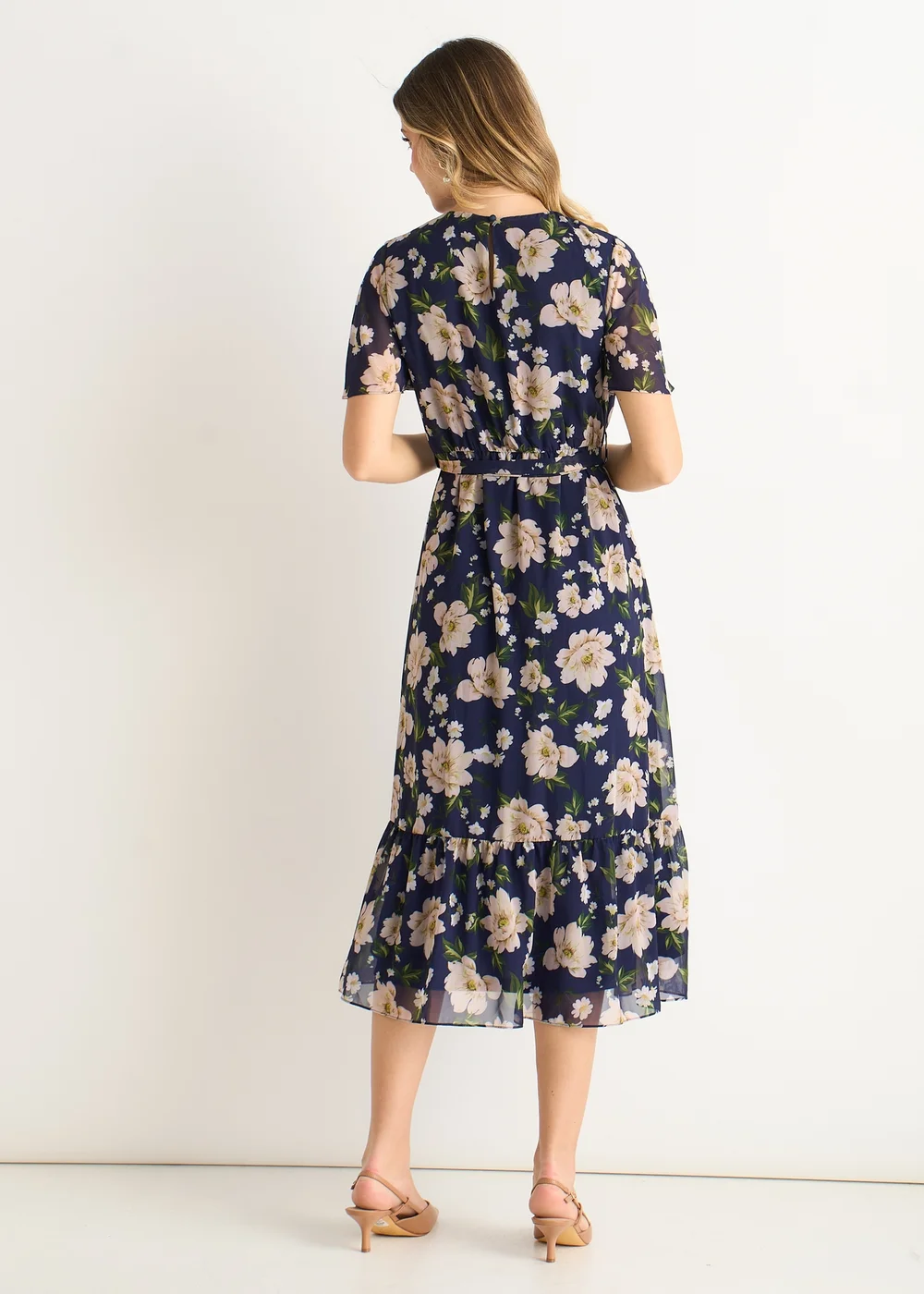 Gini London Navy Floral Print Fit & Flare Midi Dress - 12 | Matalan Gini London Navy Floral Print Fit & Flare Midi Dress - 12 | Matalan