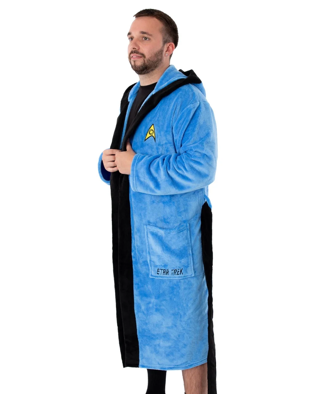 Vanilla Underground Star Trek Adults Hooded Blue Bathrobe - Small Image 4