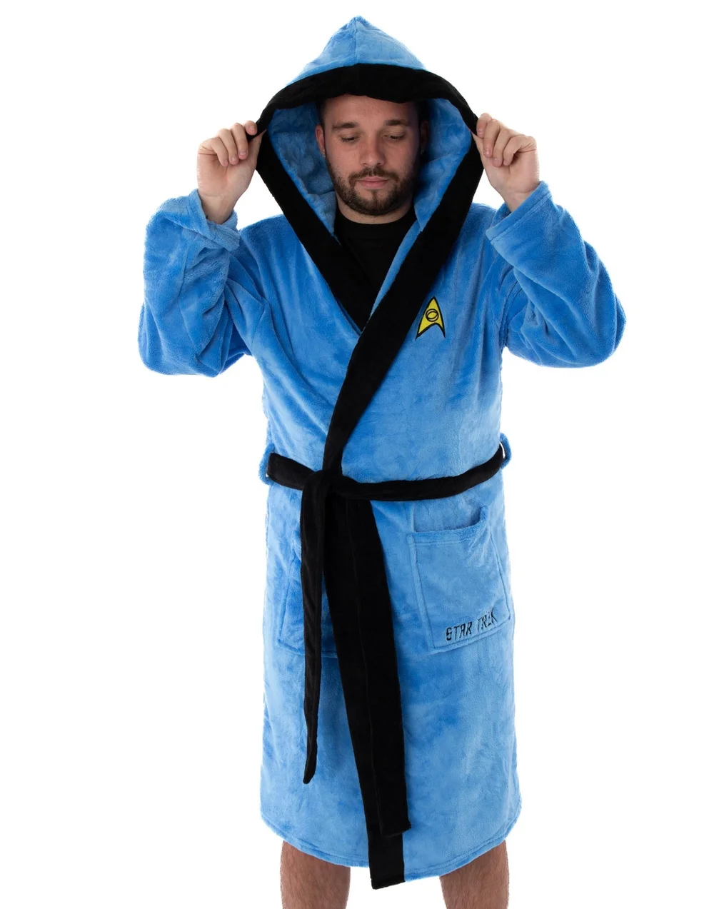 Vanilla Underground Star Trek Adults Hooded Blue Bathrobe - Small Image 5