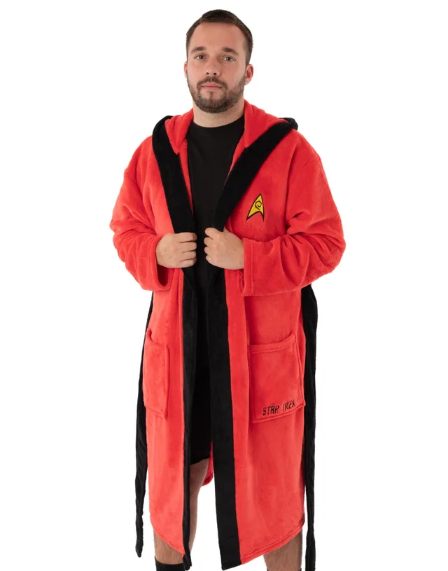 Vanilla Underground Star Trek Adults Hooded Red Bathrobe