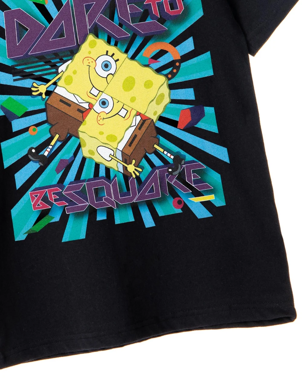 Vanilla Underground SpongeBob SquarePants Kids Dare To Be Square Black T-Shirt - 7-8 Yrs Image 5
