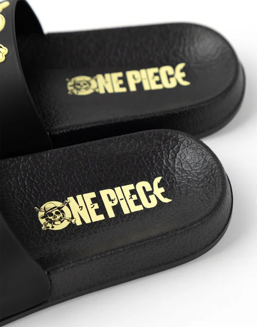Vanilla Underground One Piece Logo Kids Black Sliders - 5 Infants Image 2