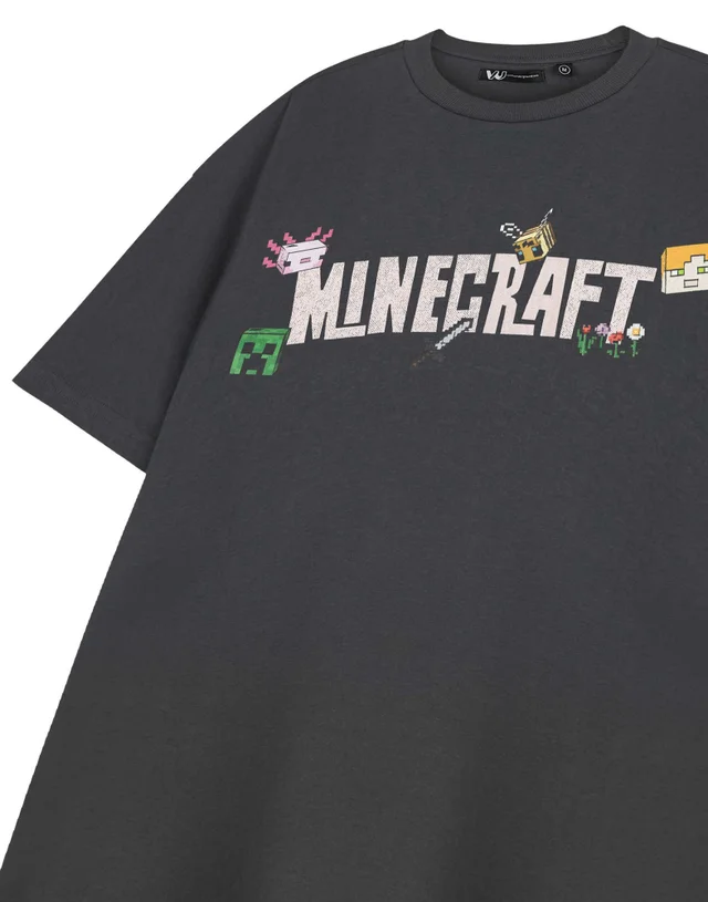 Vanilla Underground Minecraft Adults Logo Grey T-Shirt
