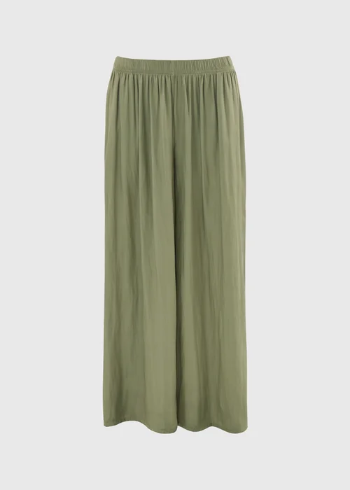 Green Satin Wide Leg Co Ord Trousers - 12 S Image 4