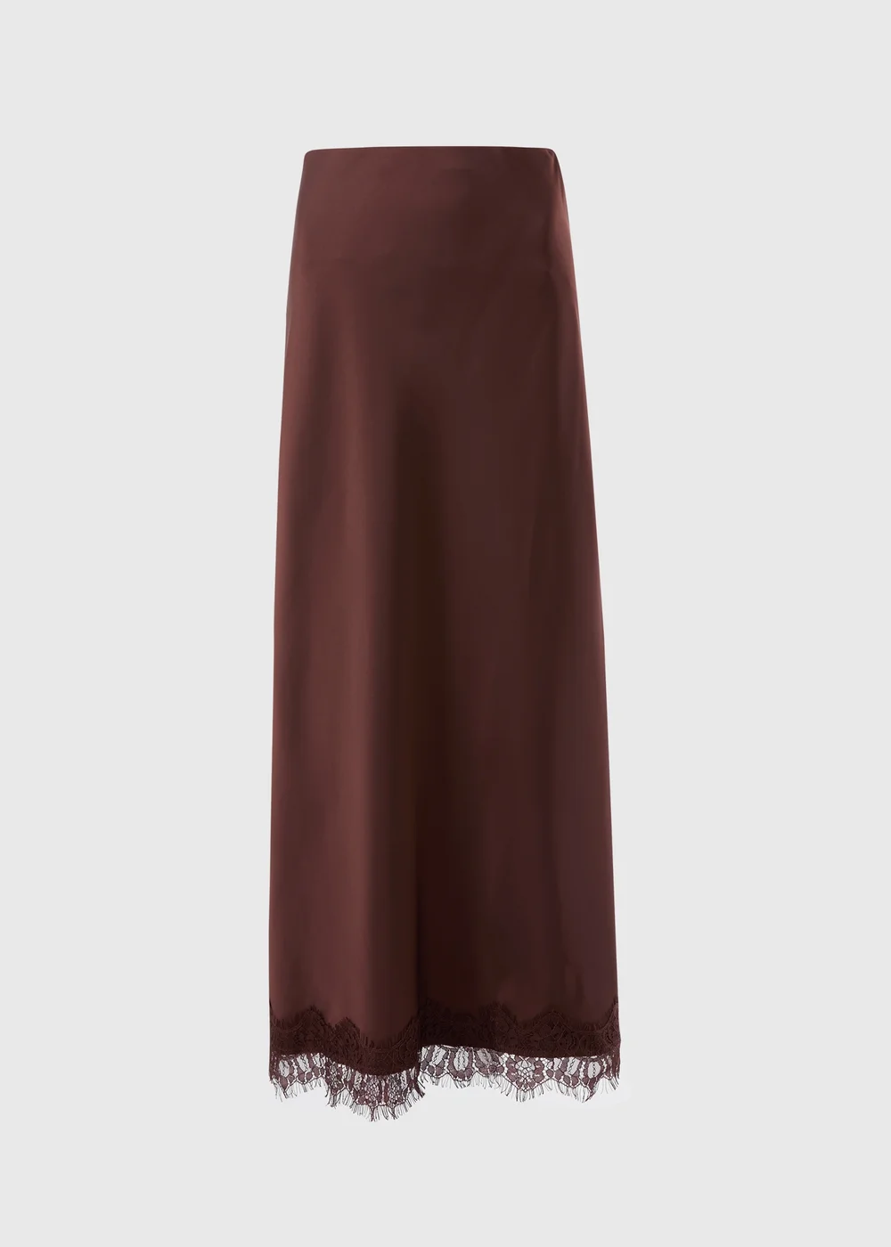 Chocolate Brown Satin Lace Trim Maxi Co Ord Skirt - 8 Image 4