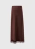 Chocolate Brown Satin Lace Trim Maxi Co Ord Skirt - 8 Image 4