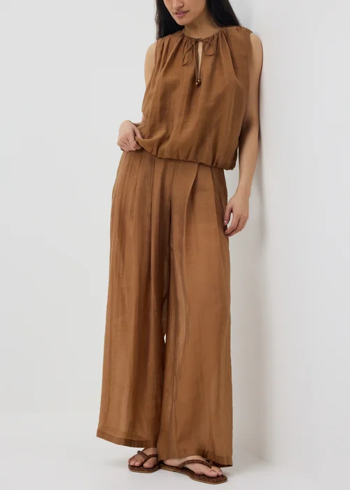 Chocolate Brown Wide Leg Co Ord Trousers - 8 L Image 4